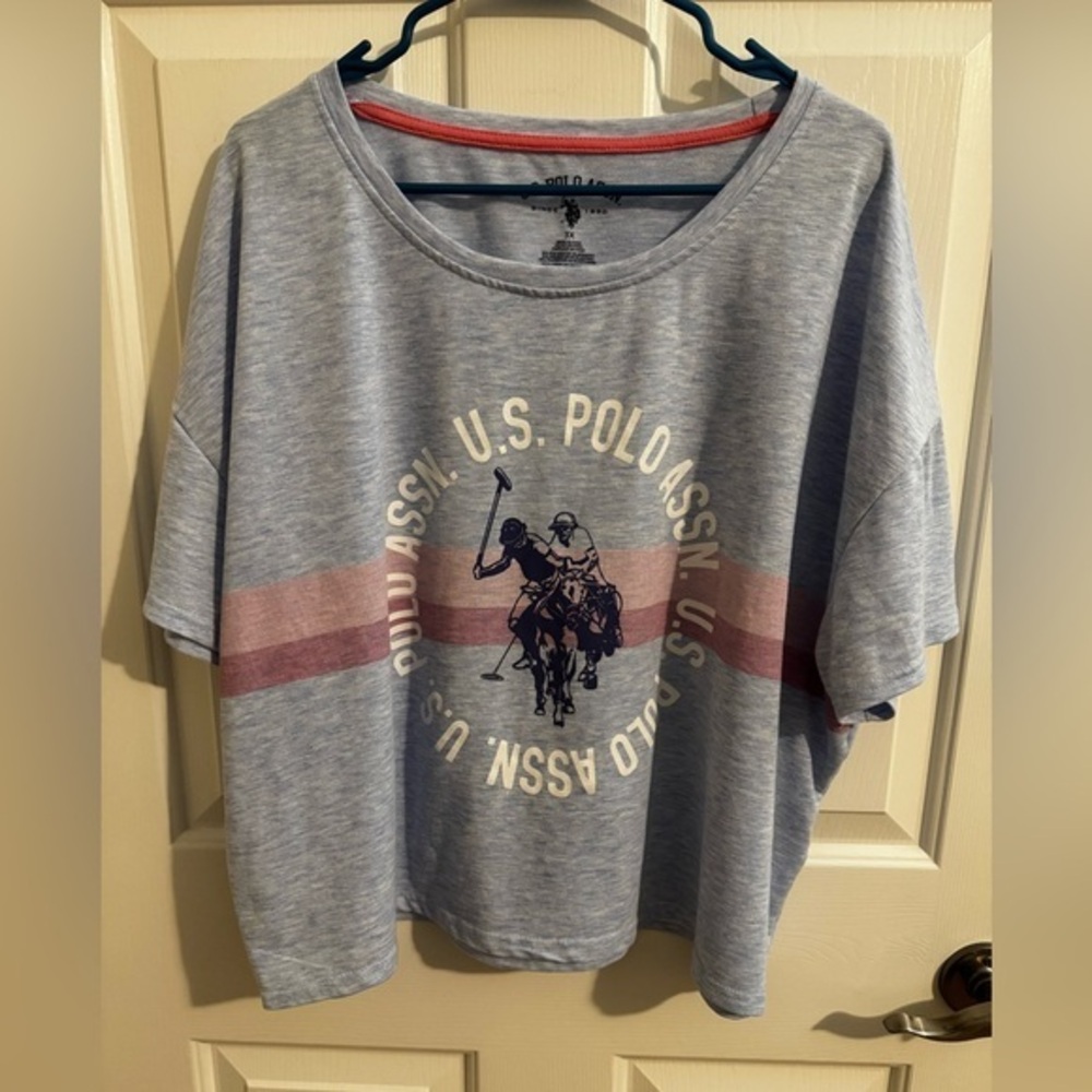 U.S. Polo Association Crop Tshirt Blue Plus 3X